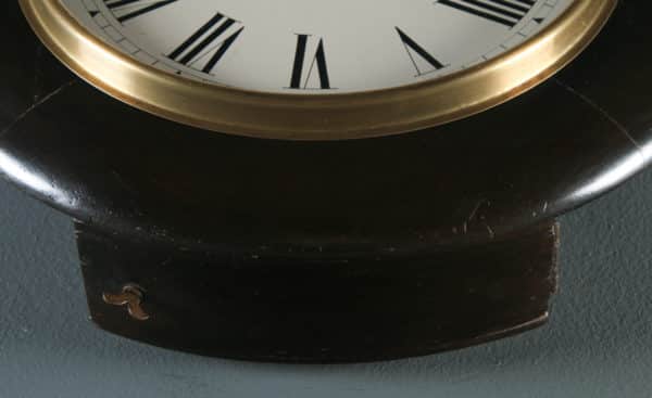 Antique 14" Mahogany Ansonia Railway Station / School Round Dial Wall Clock (Chiming / Striker) - yolagray.com