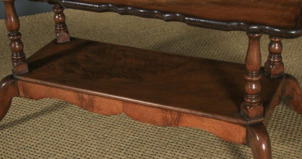 Antique English Queen Anne Style Flame Mahogany Rectangular Coffee Table (Circa 1960) - yolagray.com