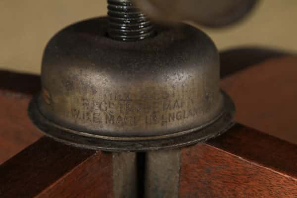 Antique English Edwardian Oak & Sage Green Leather Revolving Office Desk Arm Chair (Circa 1920) - yolagray.com
