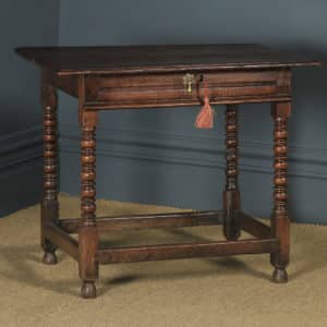 Antique English 17th Century Charles II Oak Occasional Side Hall Writing Table (Circa 1660) - yolagray.com
