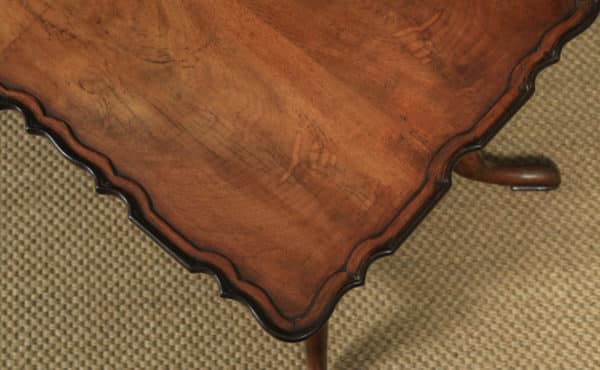 Antique English Queen Anne Style Flame Mahogany Rectangular Coffee Table (Circa 1960) - yolagray.com