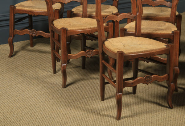 Antique French Set of 12 Twelve Louis XV Style Oak Ladder Back Kitchen Dining Chairs (Circa 1920) - yolagray.com