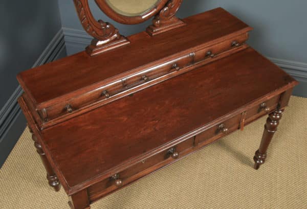 Antique Anglo-Indian Victorian Colonial Teak Dressing Table with Mirror (Circa 1870) - yolagray.com