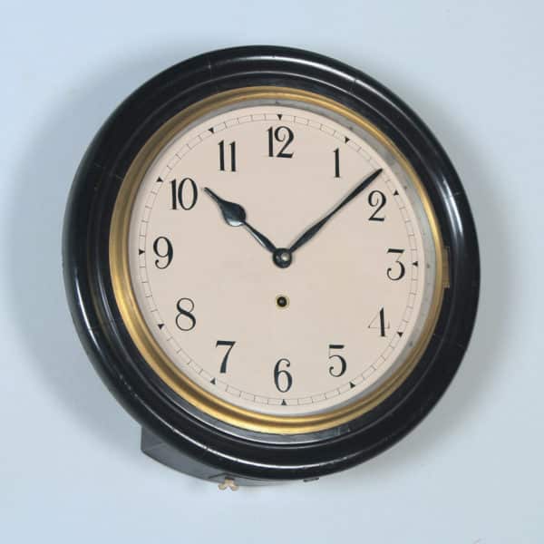 Antique 16" Mahogany Railway Station / School Round Dial Wall Clock (Timepiece) - yolagray.com