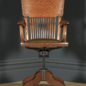 Antique American Edwardian Art Nouveau Oak Revolving Office Desk Arm Chair by Johnson Chair Co. (Circa 1910) - yolagray.com
