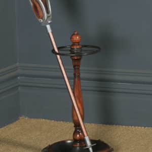Antique English Victorian Solid Mahogany & Cast Brass Stick & Umbrella Hall Stand (Circa 1850) - yolagray.com