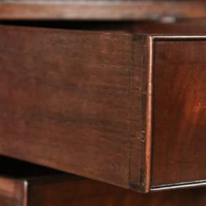 Vintage English Near-Pair of Queen Anne Style Flame Mahogany & Burr Walnut Tallboy Chests of Drawers (Circa 1950) - yolagray.com