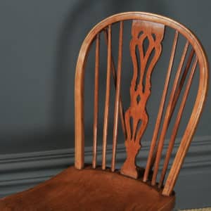 Antique Set of Six Ash & Elm Windsor Wheel & Fiddle Back Kitchen Chairs (Circa 1840) - yolagray.com