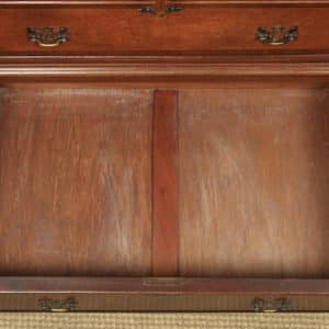Vintage English Near-Pair of Queen Anne Style Flame Mahogany & Burr Walnut Tallboy Chests of Drawers (Circa 1950) - yolagray.com
