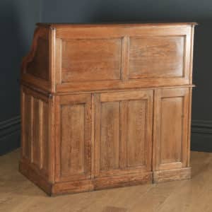 Antique English Edwardian 4ft Solid Oak Roll Top Pedestal Office Desk (Circa 1910) - yolagray.com