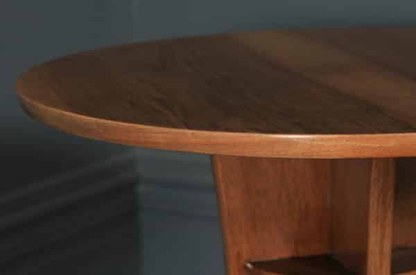 Art Deco English Walnut & Mahogany Circular Centre Coffee Occasional Side Table (Circa 1940) - yolagray.com