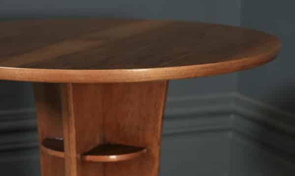 Art Deco English Walnut & Mahogany Circular Centre Coffee Occasional Side Table (Circa 1940) - yolagray.com