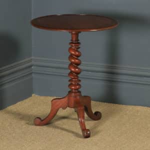 Antique English Victorian Mahogany Circular Occasional Tripod Wine Table (Circa 1880) - yolagray.com