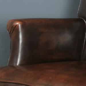 Vintage Pair of English Georgian Style Brown Leather Upholstered Armchairs (Circa 1950) - yolagray.com