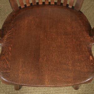 Antique Pair of English Edwardian / George V Oak Office Desk Arm Chairs (Circa 1910 - 1920) - yolagray.com