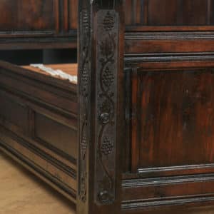 Tudor Style 5ft King Size Oak Carved Full Tester Four Poster Bed (Circa 1980) - yolagray.com