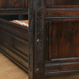 Tudor Style 5ft King Size Oak Carved Full Tester Four Poster Bed (Circa 1980) - yolagray.com
