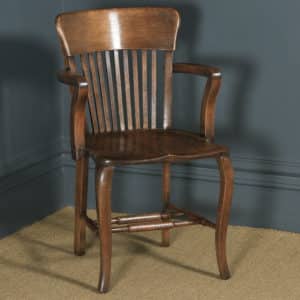 Antique Pair of English Edwardian / George V Oak Office Desk Arm Chairs (Circa 1910 - 1920) - yolagray.com