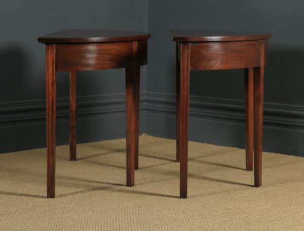 Pair of English Georgian Style Mahogany Demi Lune Console Side Hall Tables (Circa 1930) - yolagray.com