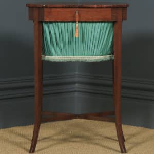 Antique English Georgian Regency Silky Oak & Rosewood Ladies Sewing Work Table (Circa 1820) - yolagray.com