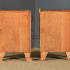 Antique English Pair of Art Deco Figured Walnut Bedside Chests Tables Nightstands (Circa 1930) - yolagray.com