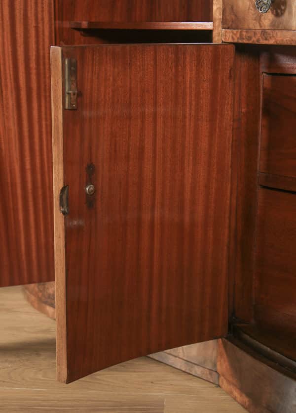 Antique English Art Deco Epstein Burr Walnut Cloud Shape Sideboard Cabinet Cupboard (Circa 1930) - yolagray.com
