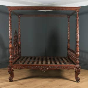 Antique 5ft 7” Victorian Anglo-Indian Colonial Raj King Size Four Poster Bed (Circa 1860) - yolagray.com
