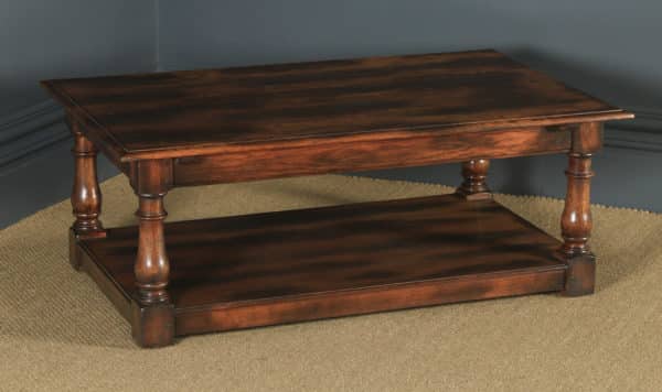 Vintage English 17th Century Style Oak Rectangular Pot Board Coffee Table (Circa 1980) - yolagray.com