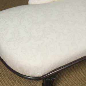 Antique English Victorian Mahogany Upholstered Chaise Longue Sofa Couch (Circa 1860) - yolagray.com