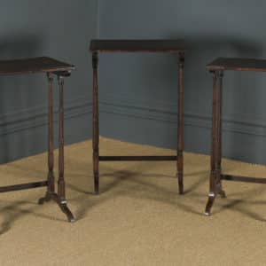 Antique English Set of Three Georgian Regency Rosewood & Mahogany Trio Nest of Side / Lamp / Coffee Tables (Circa 1820) - yolagray.com