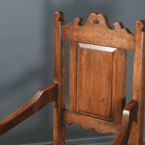 English Set of 17th Century Style 8ft Oak Farmhouse Kitchen Refectory Table & 8 Wainscot Kitchen Dining Chairs, by Taylor & Co (Circa 1980) - yolagray.com