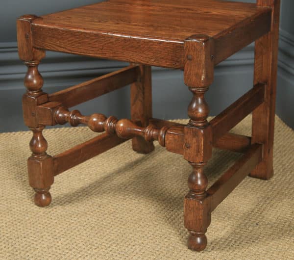 English Set of 17th Century Style 8ft Oak Farmhouse Kitchen Refectory Table & 8 Wainscot Kitchen Dining Chairs, by Taylor & Co (Circa 1980) - yolagray.com