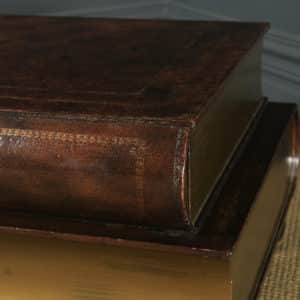 Vintage English Brown Leather Double Book Form Shaped Coffee Table (Circa 1980) - yolagray.com