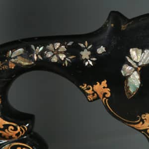 Antique English Victorian Ebonised Gilt & Mother of Pearl Chinoiserie Occasional Side Chair (Circa 1850) - yolagray.com