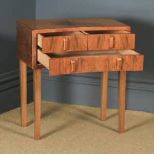 Antique English Art Deco Figured Walnut Concave Bedside / Occasional Side Table (Circa 1930) - yolagray.com