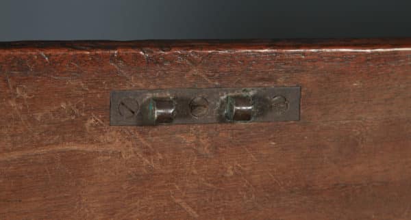 Antique English Victorian Teak & Brass Mounted Campaign Trunk Blanket Box / Chest / Coffee Table (Circa 1850) - yolagray.com