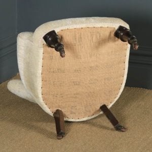Small Antique English Victorian Cream Upholstered Occasional / Nursing Arm Chair (Circa 1890) - yolagray.com