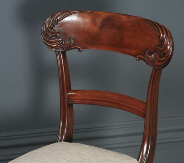 Antique English William IV Set of Six 6 Mahogany Bar Back Dining Chairs (Circa 1840) - yolagray.com