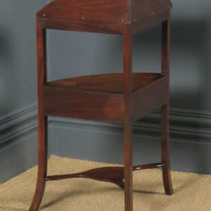 Antique English Regency Bow Front Mahogany & Inlaid Corner Display Table Whatnot Washstand (Circa 1810) - yolagray.com