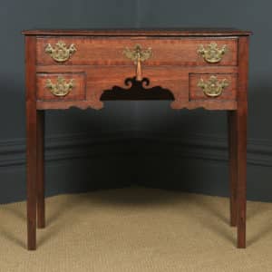 Antique English Georgian Oak Cross Banded Occasional Side Hall Lowboy Table (Circa 1780) - yolagray.com