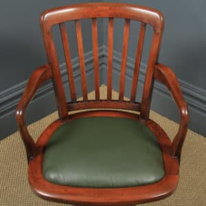 Antique English Victorian Beech Revolving Office Desk Arm Chair (Circa 1900) - yolagray.com