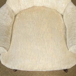 Small Antique English Victorian Cream Upholstered Occasional / Nursing Arm Chair (Circa 1890) - yolagray.com
