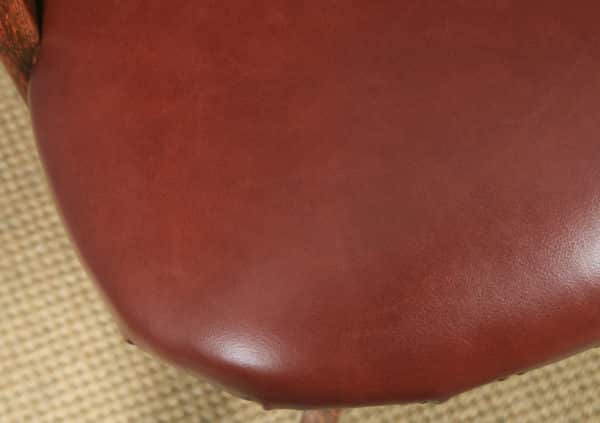 Antique English Edwardian Oak & Brown Leather Revolving Office Desk Arm Chair (Circa 1910) - yolagray.com