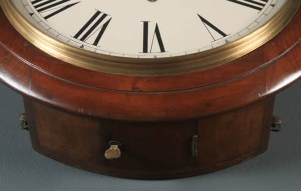 Antique 16″ Mahogany Anglo Swiss Railway Station / School Round Dial Wall Clock (Timepiece) - yolagray.com