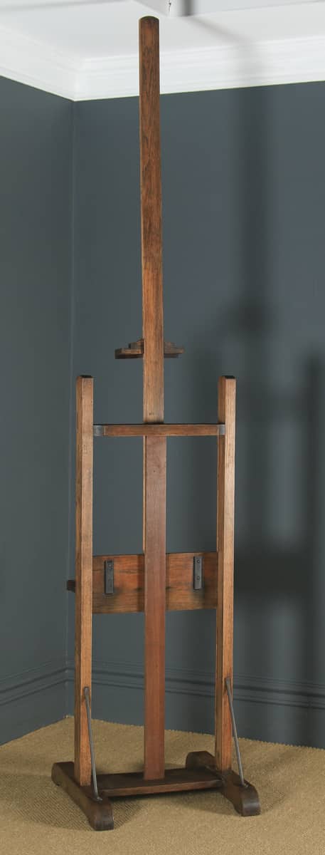 Large Antique English Edwardian Oak Artists Picture Painting Studio Easel (Circa 1910) - yolagray.com