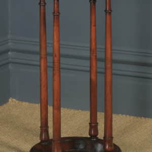 Antique English Victorian Mahogany Circular Stick & Umbrella Hall / Snooker Cue Stand (Circa 1860) - yolagray.com
