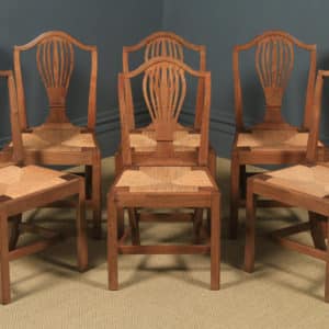 Antique Set of Six English Georgian Hepplewhite Camel Backed Walnut Provincial Kitchen Dining Chairs (Circa 1850) - yolagray.com