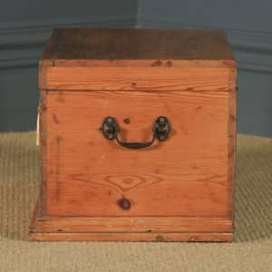 Small Antique English Victorian Pine Trunk Blanket Box / Chest / Coffee Table (Circa 1880) - yolagray.com