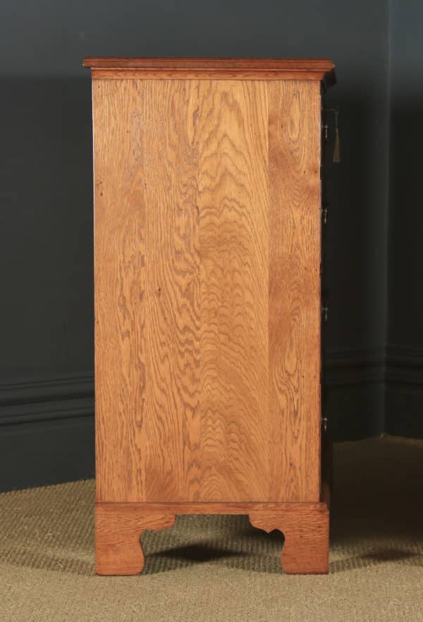 English 18th Century Georgian Style Oak Chest of Drawers by Bryn Hall (Circa 1995) - yolagray.com