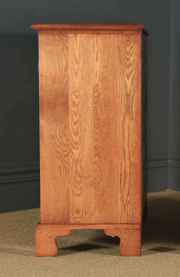 English 18th Century Georgian Style Oak Chest of Drawers by Bryn Hall (Circa 1995) - yolagray.com